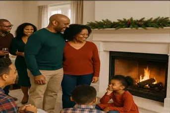 Laser removing smoke and soot residue from fireplace stone and architectural surfaces